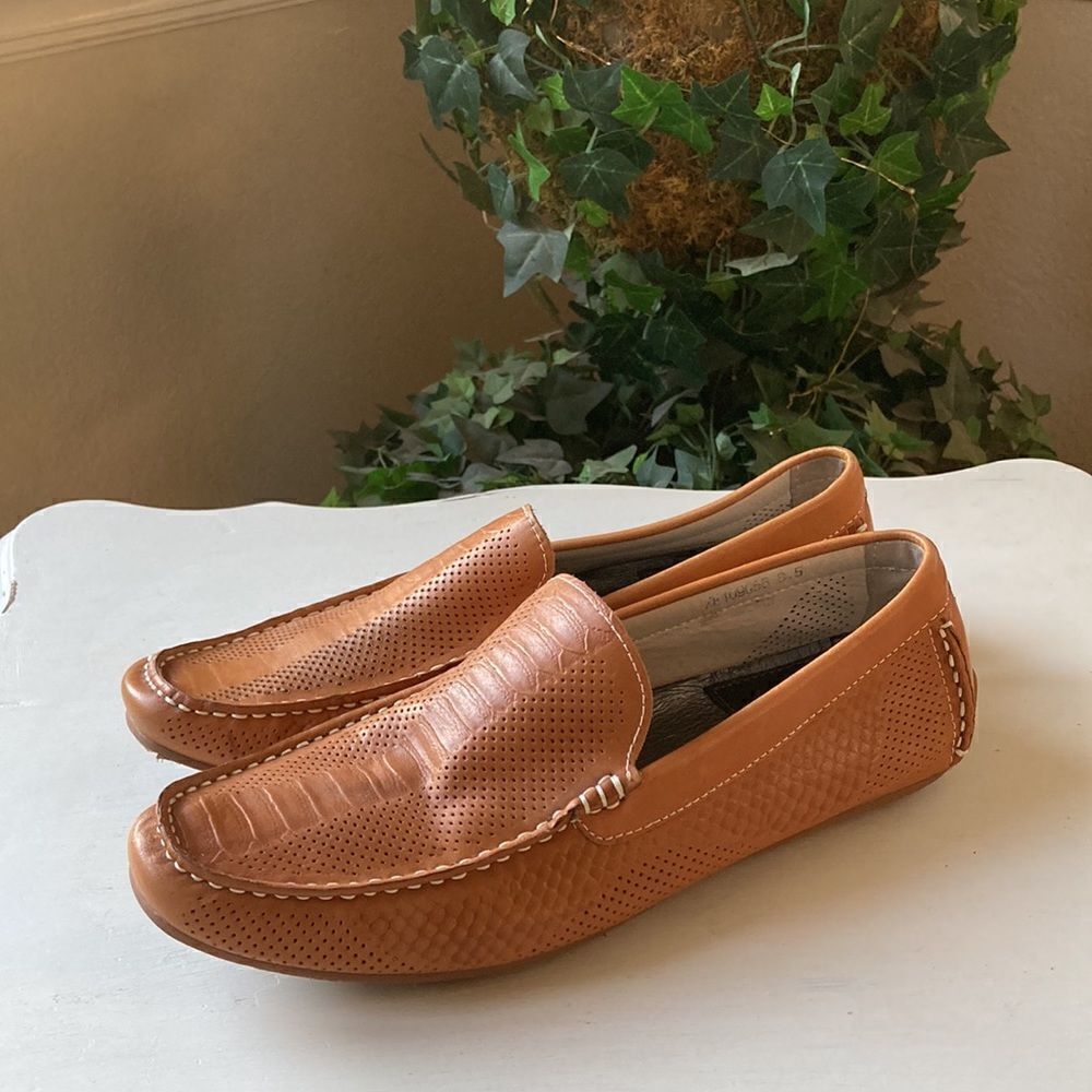 Zanzara Perforated Men’s Leather Slip-On Riding Loafer Size 8.5